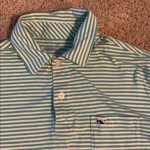 Green striped Vineyard Vines Polo XL/18 like new